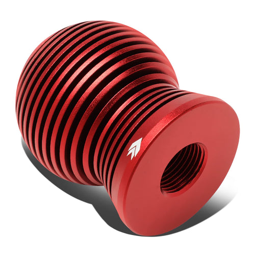 NRG Innovations Universal Aluminum SK-702RD Shift Knob with Thread Adapters, Heat Sink Spheric Style, 50mm OD x 65mm H, Red