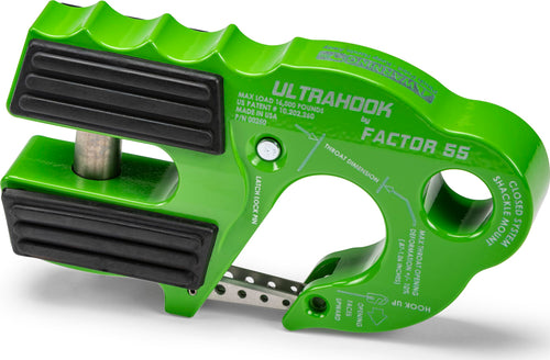 Factor 55 Closed System Ultrahook Shackle Pin Mount, Designed for Steel Cables and Synthetic Ropes - Green