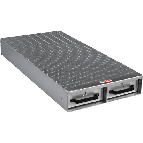 2-Drawer Jobox Long Floor Heavy-Duty Aluminum Drawer Storage - (24" W x 6" H x 50" L), Bright
