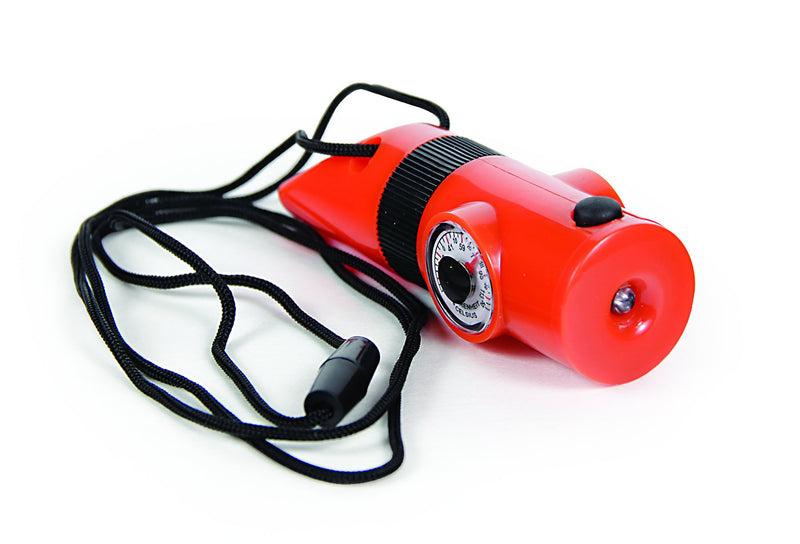 6-Function Camco Survival Whistle, Orange