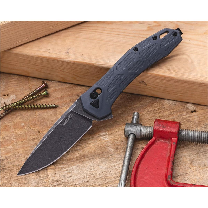 Kershaw Pocket Knife Covalent, DuraLock Lock, KVT Opening Mechanism with Drop Point Blade, Mid Size Everyday Carry with D2 Steel, Pocketclip, Gray