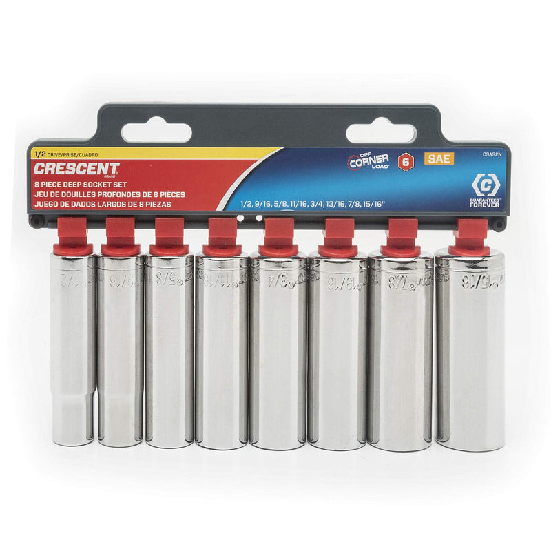 Crescent 1/2" Drive 8 Pc. 6 Point Deep SAE Socket Set - CSAS2N