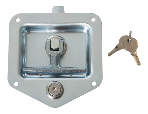 Buyers Products T-Handle L8915 Locking Latch, Single Point with Gasket, with 2 Keys, Zinc-Plated Steel, for Truck Bed Tool Boxes, Trailer Doors, RVs, Campers, Truck Cap Latch