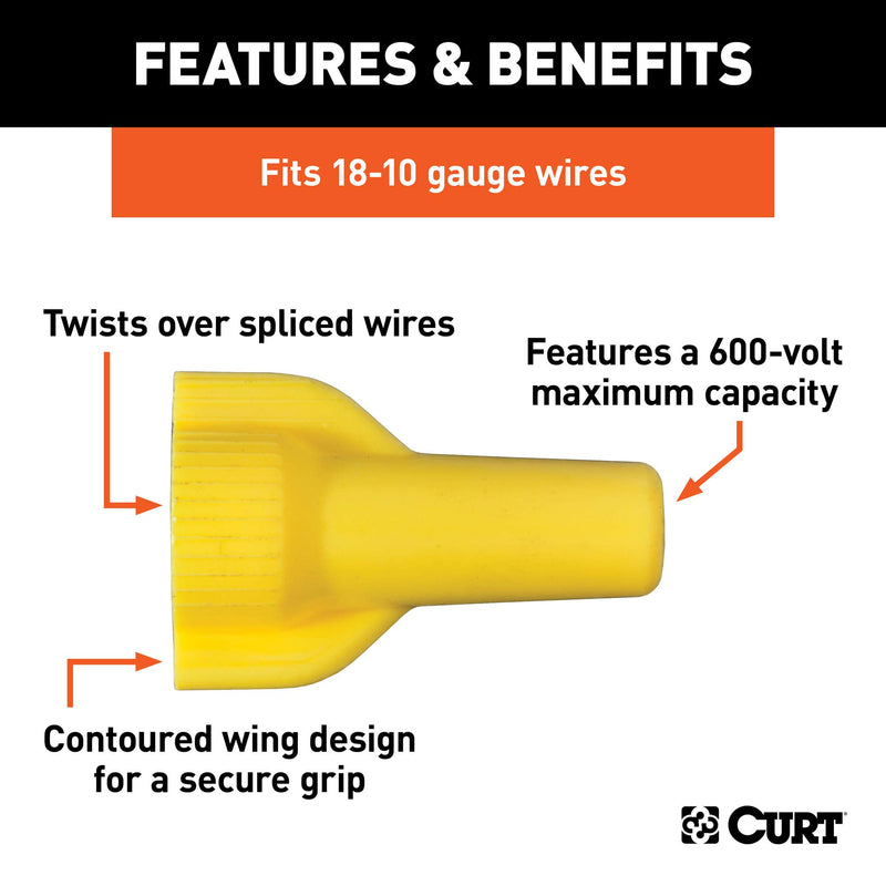 CURT 59901 Twist-On Wire Connectors 18-10 Gauge, 600 Volts Max, 100-Pack