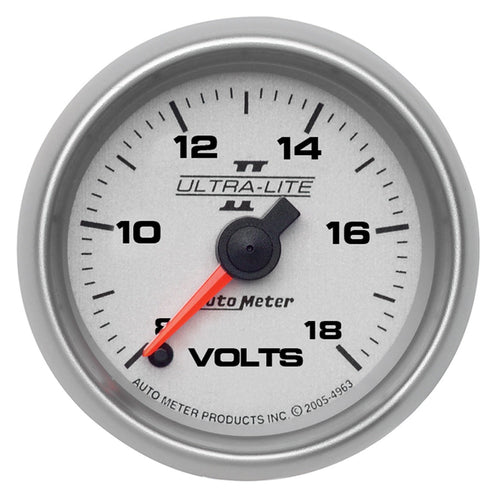 Auto Meter Ultra-Lite II 2-1/16" 8-18V Full Sweep Electric Voltmeter