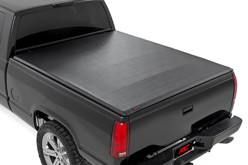 Soft Roll Up Rough Country Truck Bed Tonneau Cover for Chevy Silverado & GMC Sierra 1500 (1988-2007) - Fits 6'7 (79") Bed, Weatherproof Bed Cover