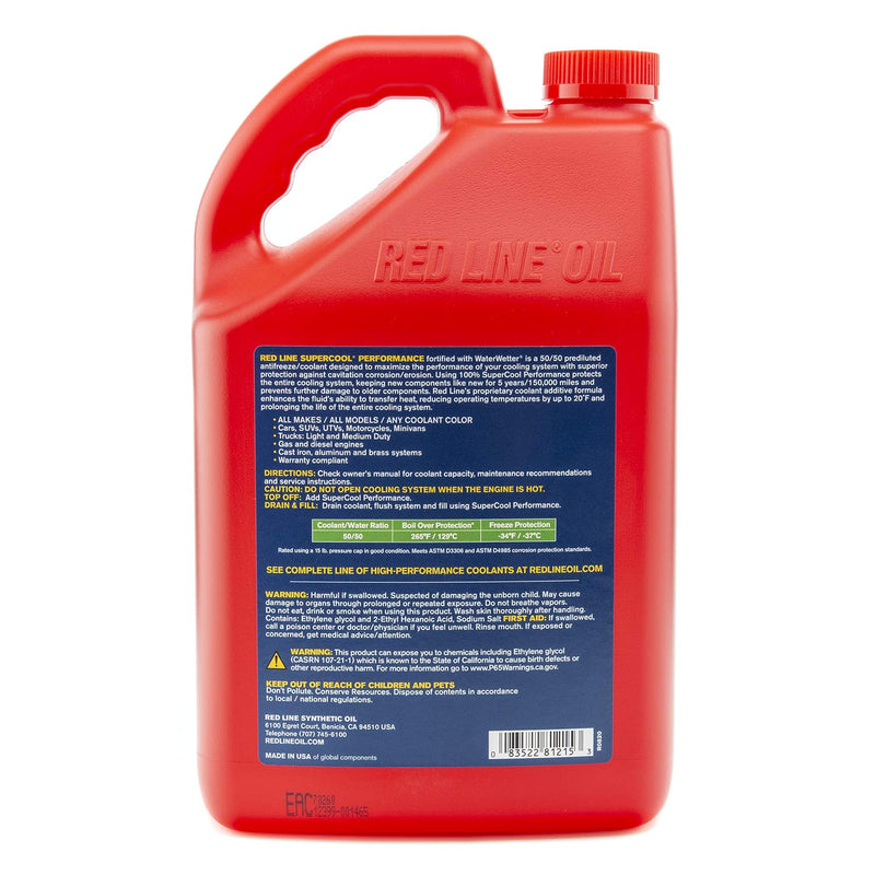 Supercool Red Line 81215 Performance Antifreeze/Coolant, Ready to Use Formula - 1 Gallon