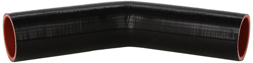 HPS Silicone High Temperature HTSEC45-200-BLK 4-ply Reinforced 45 degree Elbow Coupler Hose, 55 PSI Maximum Pressure, 4" Leg Length on each side, 2" ID, Black