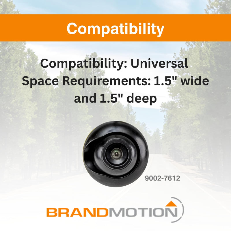 Universal Snap-in Brandmotion Adjustable Bullet Camera 9002-7612 | Waterproof Case | Color Image with Automatic White Balance | Parking Grid Lines Available | Low Profile Flush Mount