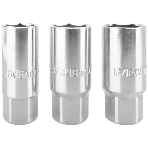 1410 Performance Tool Spark Plug Socket Set - 3 Piece, Alloy Steel Construction, SAE Sizes: 5/8, 3/4, and 13/16