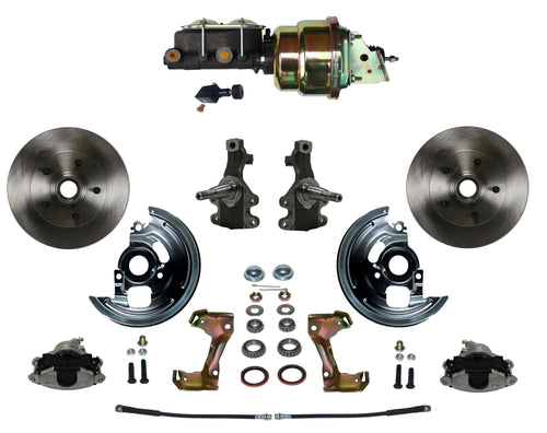 Front Disc Brake Conversion Kit Leed Brakes 2" Drop Spindle With 7" Dual Zinc Booster Cast Iron M/C Adjustable Proportioning Valve