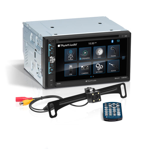 Car Audio Stereo System Planet Audio P9695BRC - 6.95 Inch Double Din, Touchscreen, Bluetooth Audio and Hands-Free Calling, A-Link (Screen Mirroring), CD Player, Backup Camera, Radio Receiver