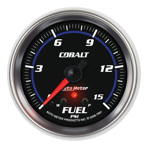 Cobalt Auto Meter 7961 2-5/8" 0-15 PSI Full Sweep Electric Fuel Pressure Gauge