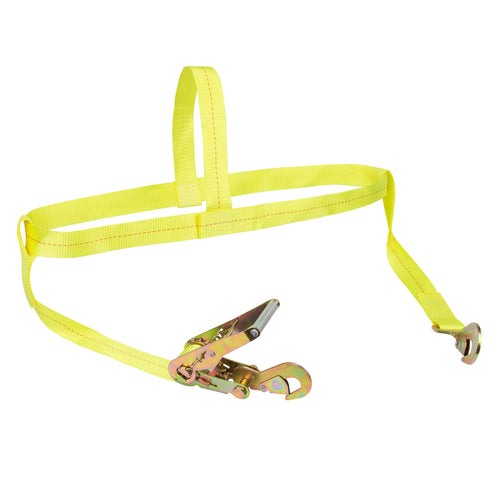 Tire Bonnet Ratchet Straps SmartStraps — Commercial Duty Tire Bonnet Tie Down with Ratchet — 10,000lb Break Strength, 3,333lb Safe Load — Haul Equipment, Tractors and Vehicles, Small, Yellow, 1 Pack
