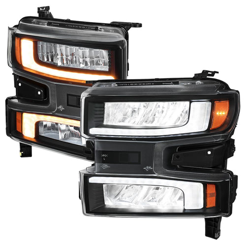 Full LED Strip Headlights SPEC-D TUNING w/Switchback Sequential Turn Signals and Startup Animation Compatible with 2019-2021 Chevy Silverado 1500, 2022 Chevy Silverado 1500 LTD