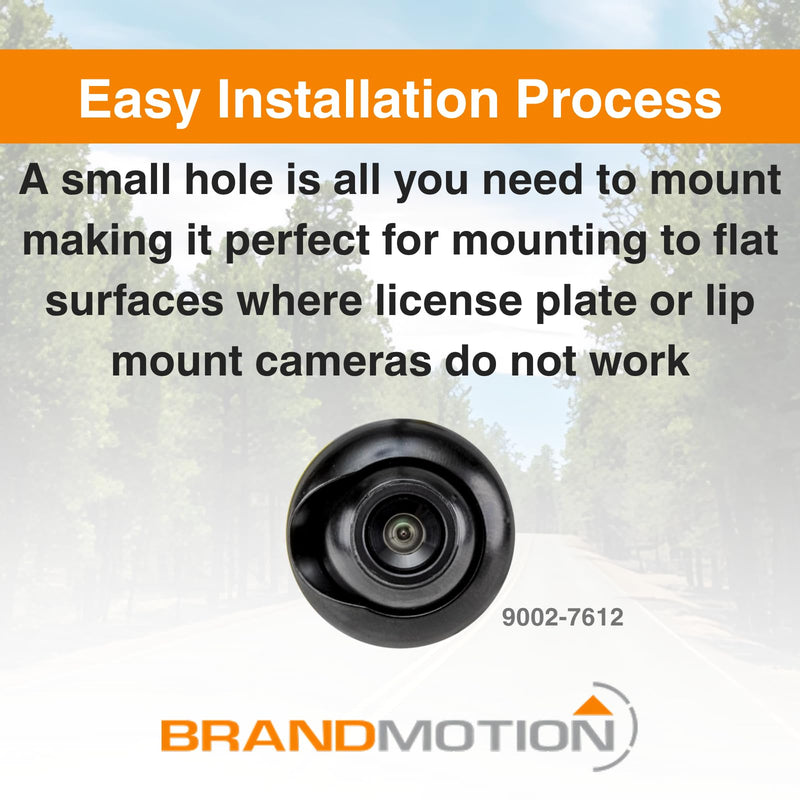 Universal Snap-in Brandmotion Adjustable Bullet Camera 9002-7612 | Waterproof Case | Color Image with Automatic White Balance | Parking Grid Lines Available | Low Profile Flush Mount