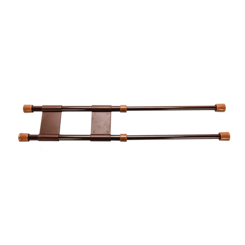 17" Camco Double RV Cupboard Bar, Holds Food and Drinks in Place During Travel, Prevents Messy Spills, Spring Loaded and Extends Between 10" and 17" - Brown ( 44096)