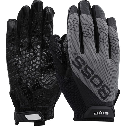 Boss Men's Silicone Grip Synthetic Microfiber Safety Work Gloves, Mesh Back, Enhanced Grip, Touchscreen, High Dexterity, Gray/Black, X-Large, (120-MG1220T/XL)