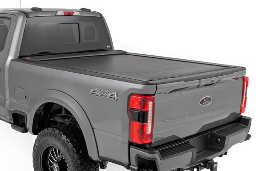 Rough Country Tonneau Retractable Truck Bed Cover for Ford F-250 & F-350 Super Duty (2017-2025) - Fits 6'10 (81.9") Bed, Weather-Resistant, Sleek Sliding Design