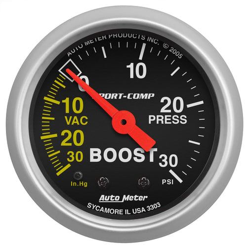 Auto Meter Sport-Comp Mechanical Boost/Vacuum Gauge, 2.3125 in. 3303