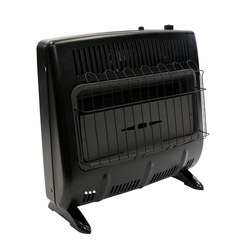 30,000 BTU Mr. Heater MHVFGH30LPBT Vent Free Blue Flame Propane Garage Heater with Thermostat for Cold Rooms, Cabins, Sun Rooms & Garage - Black