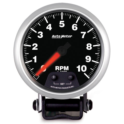 Auto Meter Elite Series 3-3/4" 0-10000 RPM Pedestal Mount Street Progressive Shift Light Tach Tachometer
