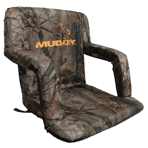 Deluxe Stadium Bucket Chair MUDDY - Rugged Durable Portable Versatile Outdoor Hunting Seat with Built-in Armrests & Cushioned Bench Seat with Padded Backrest | Attaches to 5 / 6 Gallon Bucket