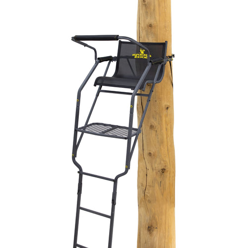 Relax Wide™ Rivers Edge 1-Man Ladder Stand, 16’9” Height, Wide TearTuff Mesh Seat, 23” Wide Platform, Removable Padded Shooting Rail, RE664