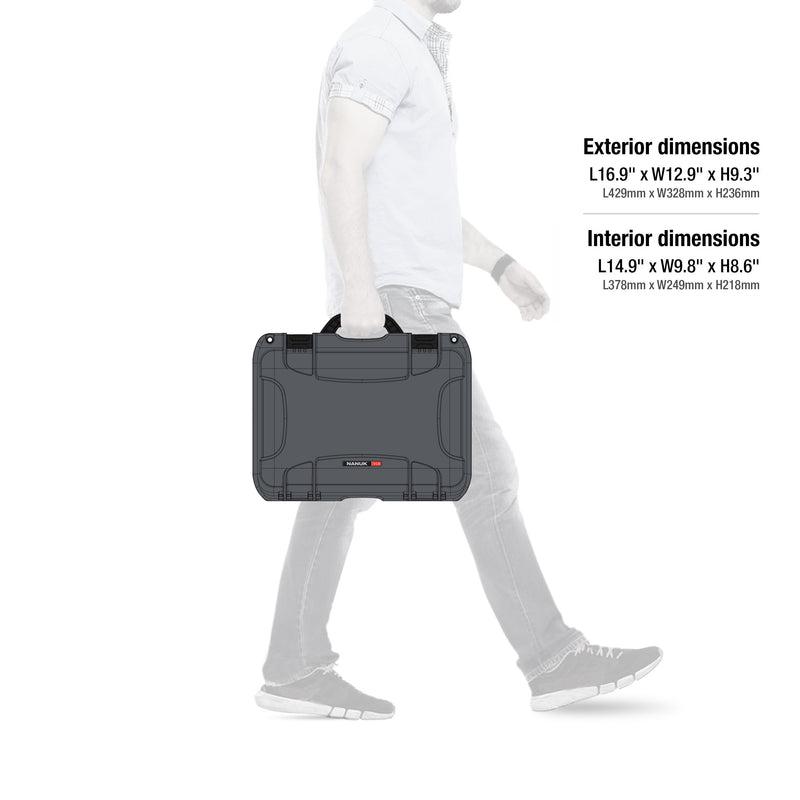 Waterproof Nanuk 918 Hard Case with Lid Organizer and Padded Divider - Graphite