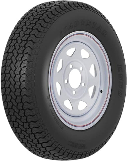 3S151 AMERICANA ST175/80D13 C/5H MOD WH STR K5, 13 Inch Diameter x 4.50 Inch Width; 5 x 114.3 Millimeter/ 5 x 4.50 Inch Bolt Pattern; Mini Modular; 2 Piece Welded Steel Construction; White With Stripes; ST175 X 80D13; 1 Year Worry-Free Tire