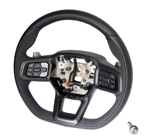 Dark Horse OEM M-3600-M Leather Steering Wheel Blue Stitching for 2024 Ford Mustang
