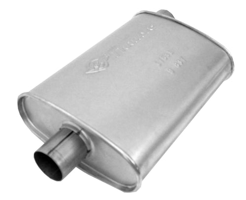 Thrush Muffler Performance Mellow Tone Inlet 2.25 Pipe Connection Offset Outlet 2.25 Center