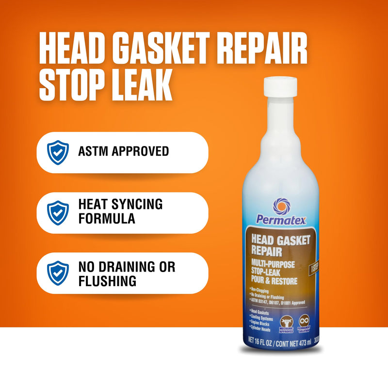 Head Gasket Repair Permatex 30300 - Multi-Purpose Stop-Leak, 16 fl. Oz, Seals Head Gaskets While Preventing Future Leaks