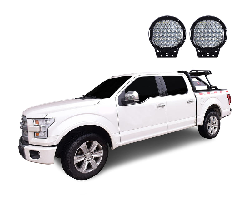 Modular Black Universal ROLL BAR for 1/2 TON Trucks (GM Silverado 14+/Ford F150 15+/Dodge RAM 15+) with Full Size Cargo Basket(with RED Brake Light)