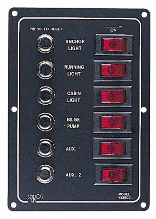 Sea-dog 422800-1 Aluminum Circuit Breaker Panel - 6 Circuit