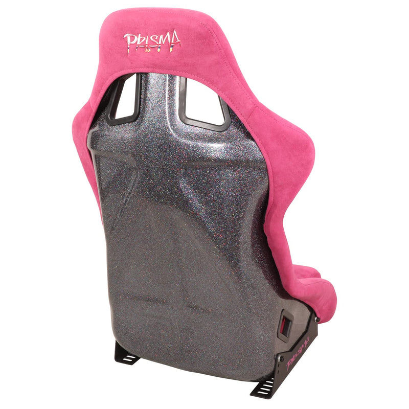 NRG Innovations Universal Fixed Back NRG-FRP-302FH-PRISMA Bucket Racing Seat for 5-Point Harnesses, Size L, Fushia Alcantara Material, 24" W X 35" H X 18" D