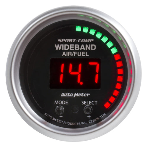 Auto Meter Sport-Comp 2-1/16" Full Sweep Electric Wideband Air/Fuel Kit with Sensor 3378