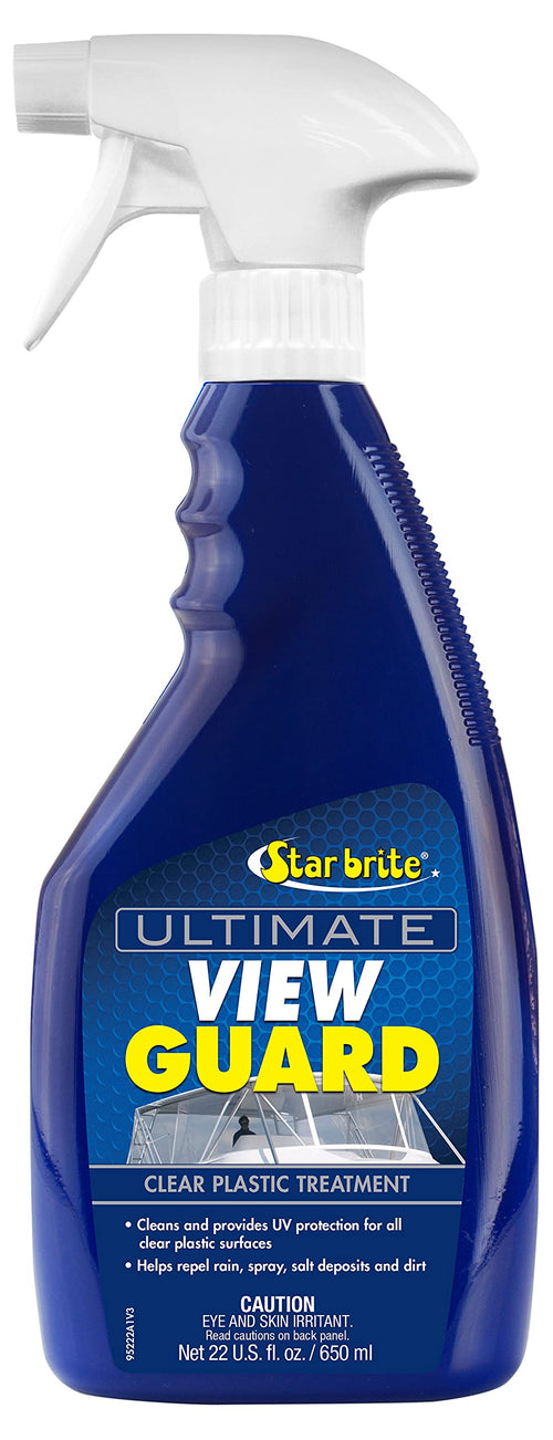 View Guard STAR BRITE Clear Plastic Treatment - Ideal for Strataglass, EZ2CY, Eisenglass - Enhances Wet Weather Visibility, Repels Water, Spray, Salt & Dirt - 22 OZ Spray (095222)