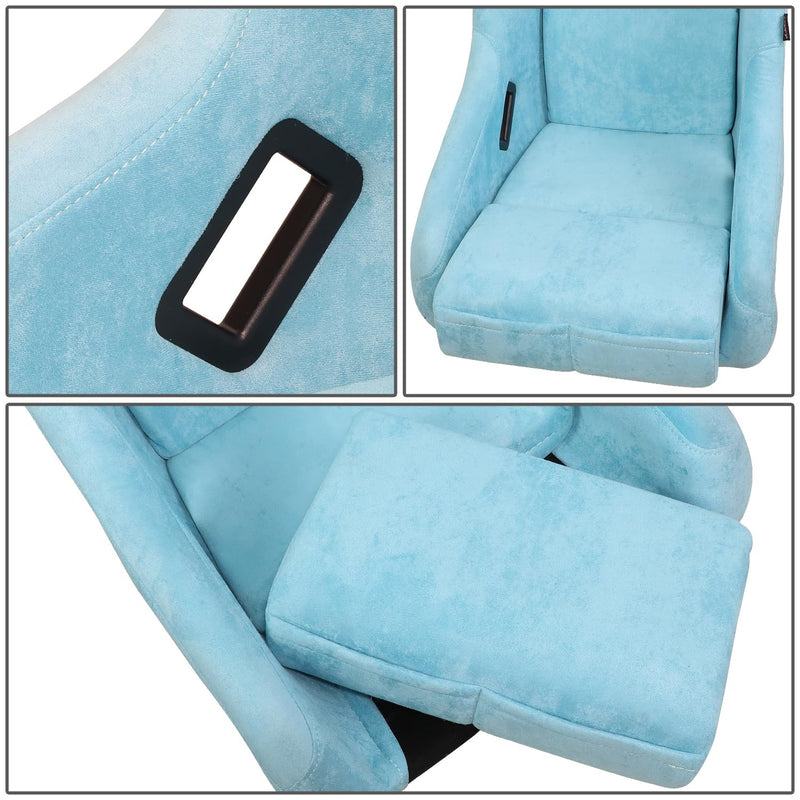 NRG Innovations FRP Bucket Seat NRG-FRP-303TL-ULTRA Teal Vegan Microfiber Material with Grey Pealized Back Plus Phone Pockets. (Medium)