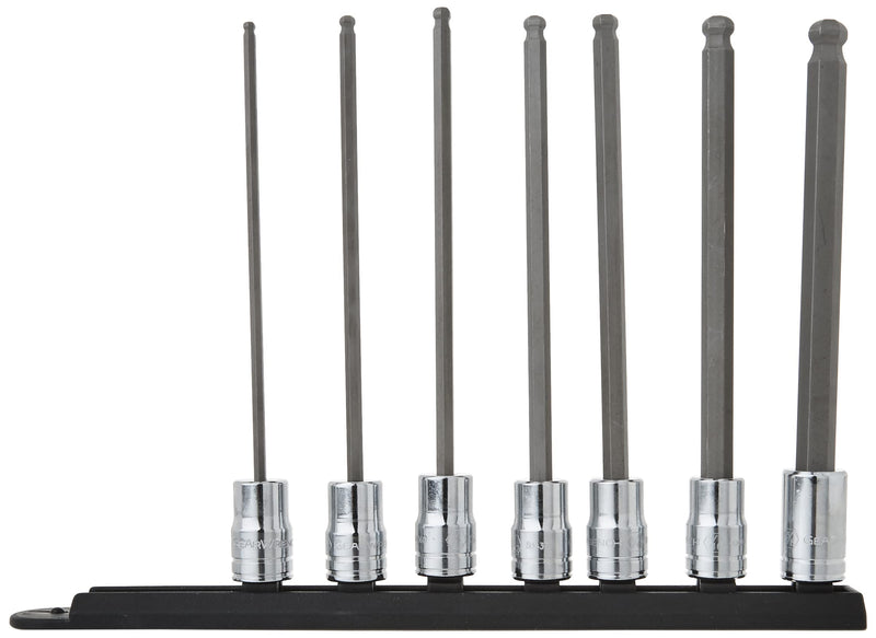 7 Pc. GEARWRENCH 3/8" Drive Long Ball End Hex Bit SAE Socket Set - 80574