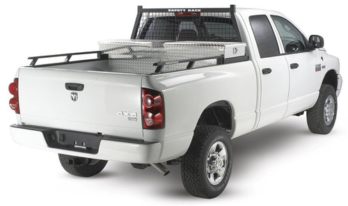 BACKRACK RealTruck Side Rails to use w/ 21" Toolbox | Black, No Drill | 65517TB | Fits 2002-2025 RAM 2500/3500 6.5' Bed; 2002-2018 RAM 1500 6.5' Bed; 2004-2014 Ford F-150 6.5' Bed