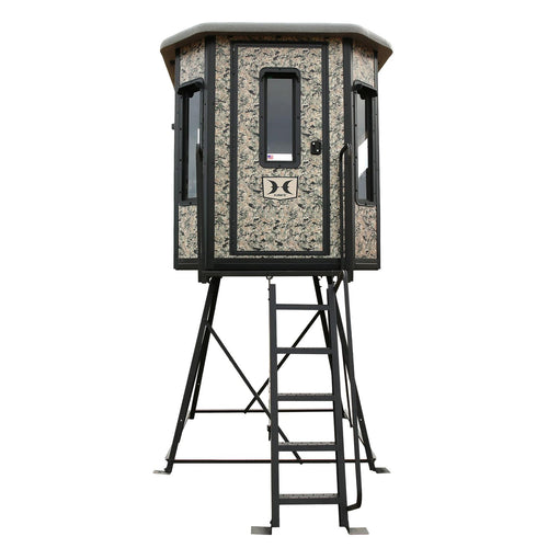 Hawk 6.55' W x 6.5' D x 6.5' T Office Hunting Assembled Insulated Steel Box Blind | Floor with Rubber Pad and Multiple One-Hand-Operable Windows | Blind w/ 5ft Elite Tower