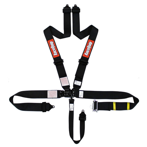 RaceQuip 5 Point Harness Ratchet Latch/Link 813003RQP SFI 16.1 Pull Down Adjust Bolt-On/Wrap Around Black