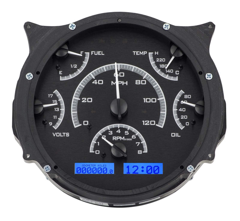 Dakota Digital VHX System Analog Dash Gauges Black Alloy Blue Backlighting Compatible with 1966-77 Ford Bronco