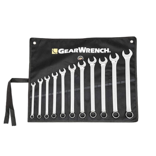 Long Pattern GEARWRENCH Combination SAE Wrench Set with Tool Roll, 11 Pc., 12 Point - 81934