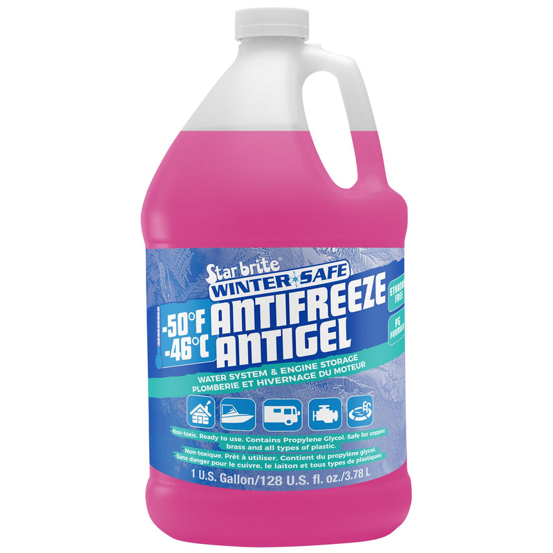 Non-Toxic STAR BRITE -50°F Winter Safe RV Marine Antifreeze, Water System and Engine Storage Solution, Ready-to-Use, Protects Down to -50 Degrees Fahrenheit