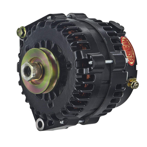 Black Powermaster 8-58539-120 Alternator (215A 1V Pulley Side Bat Post with Spacers 1 Wire)