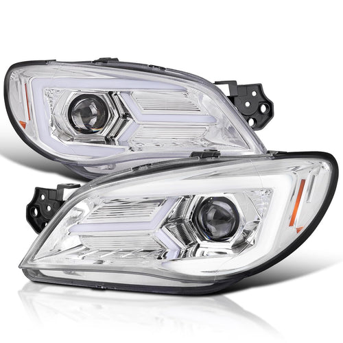 Chrome Projector Headlights SPEC-D TUNING w/Sequential LED Turn Signal Compatible with 2006-2007 Subaru Impreza WRX/STI Models Only, Left + Right Pair Headlamp Assembly