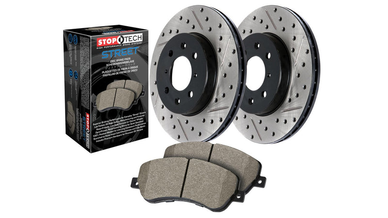 Front Stoptech 938.04002 Street Axle Pack Drilled & Slotted