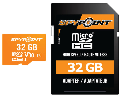 Micro SD Memory Card SPYPOINT 32GB Trail for Cameras | Adapter Media Storage for Trail and Game Cameras Designed | Used in Hunting and Trail Cams (Class 10 Speed)